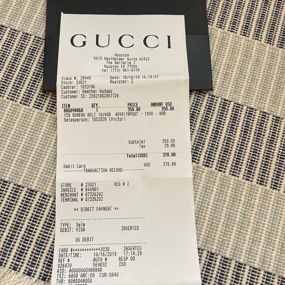 Authentic GUCCI LEATHER BELT WITH DOUBLE G BUCKLE {Size 80} - Picture 6 of 6